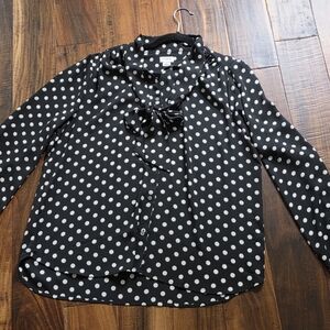 J Crew Black and White Polka Dot Blouse